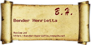 Bender Henrietta névjegykártya
